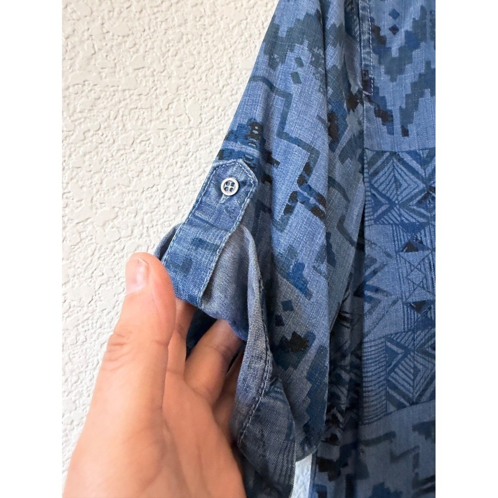 Philosophy Womens Aztec Print Chambray Shirt Dressβ Tencel Blue Size S - Picture 7 of 14